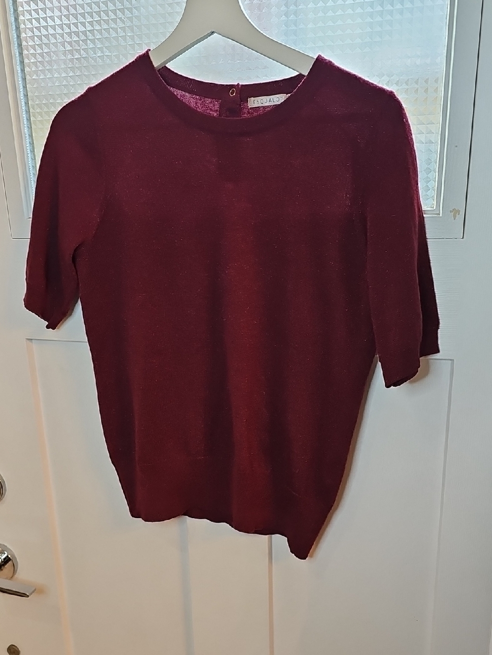 ESQUALO Sparkle Wine-Red Short Sleeve Knit Top
